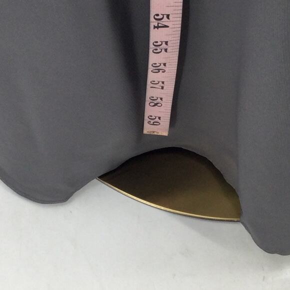 FORMAL PARTY SZ 10 L Charcoal Gray Pleated V-Neck A-Line Maxi Dress NWT B95 - Picture 4 of 9